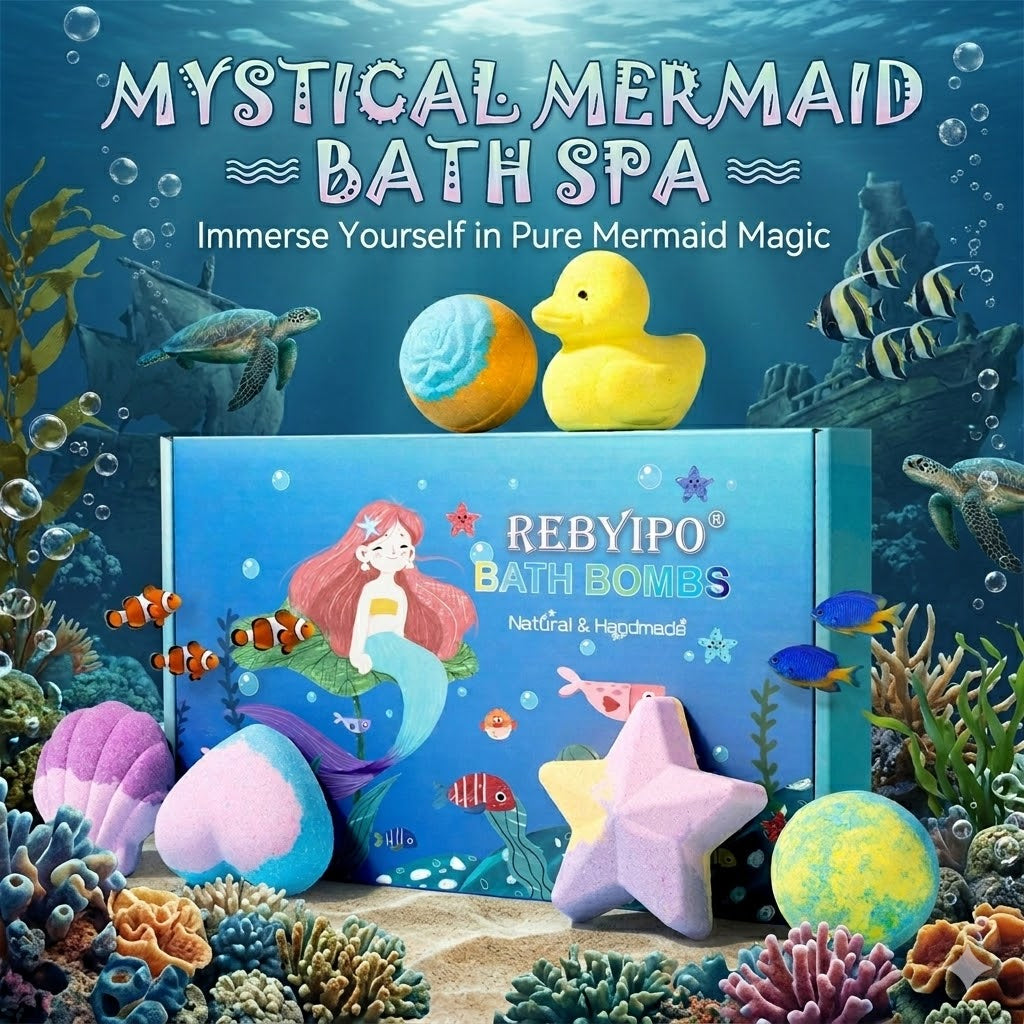 𝐑𝐄𝐁𝐘𝐈𝐏𝐎® Educational Bath Bomb Set - 🛁🧽7 Themed Designs to Boost Kids'Curiosity & Imagination