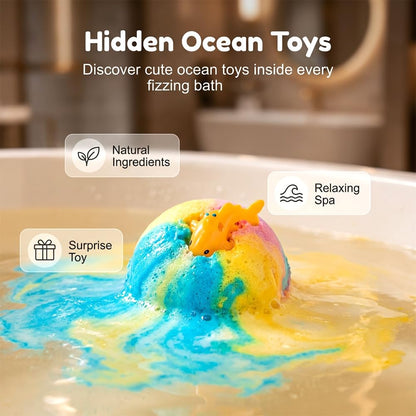 𝐑𝐄𝐁𝐘𝐈𝐏𝐎® Educational Bath Bomb Set - 🛁🧽7 Themed Designs to Boost Kids'Curiosity & Imagination