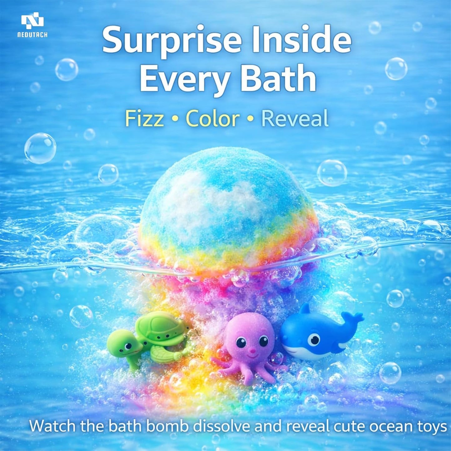 𝐑𝐄𝐁𝐘𝐈𝐏𝐎® Educational Bath Bomb Set - 🛁🧽7 Themed Designs to Boost Kids'Curiosity & Imagination