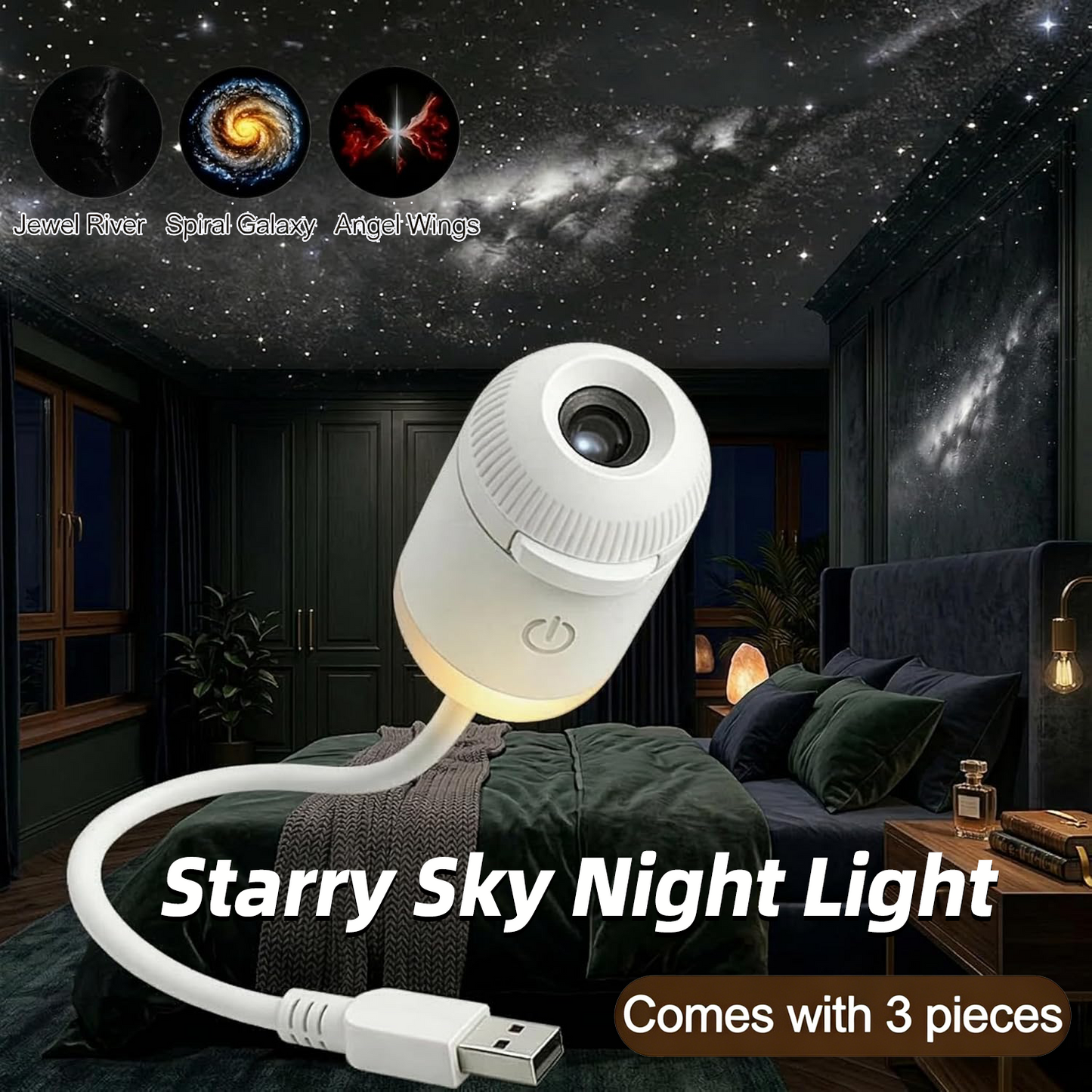 🌟2-in-1 Galaxy Projector Night Light-Adjustable Brightness 360° Rotating Design✨ ✨